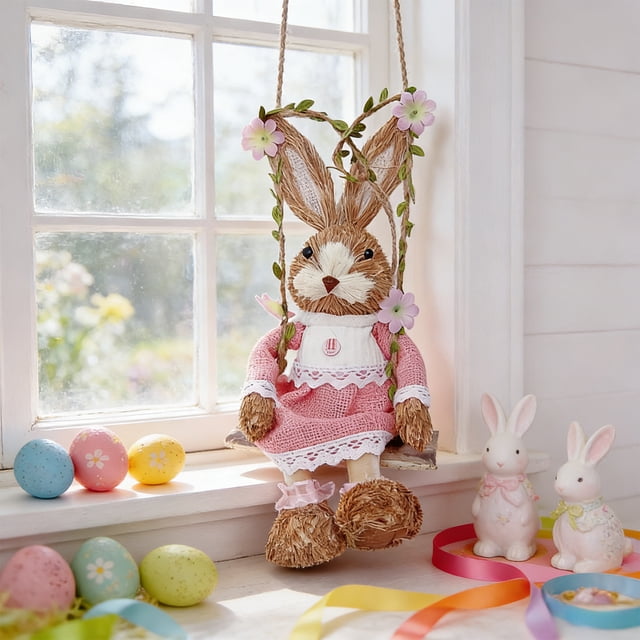 Easter Decorations Woven Grass Hanging Ornaments For Gardens Doors And Walls.