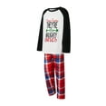 thumbnail image 4 of Franhais Christmas Family Pajamas Set Letter Print Raglan Long Sleeve Tops and Plaid Pants Loungewear Soft Sleepwear, 4 of 10