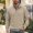 Khaki, variant on Mens Mock Neck Quarter Button Pullover Long Sleeve Textured Top With Elbow Patch Autumn Winter Business Wear(White,XXL)