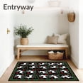 thumbnail image 3 of ODIKA 2'x3' Machine Washable Non-Slip Area Rug, Nordic Reindeer and Snowflake with Whimsical Fir Branches High Traffic Rug with Pad, Black, 733382, 3 of 8