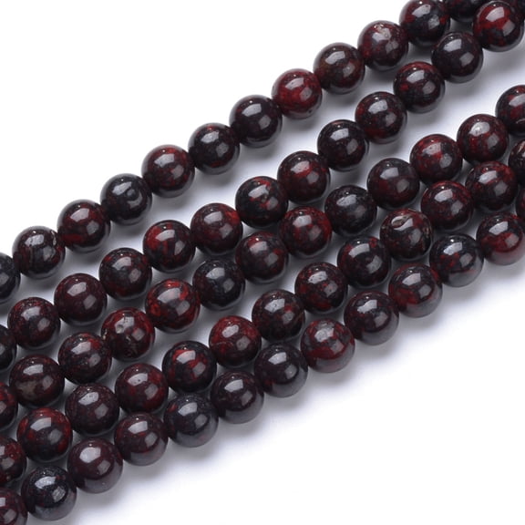 Natural Bloodstone Beads Strands Heliotrope Stone Beads Round 6mm Hole: 1mm about 59~61pcs/strand 15 inch
