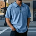 thumbnail image 2 of Dagugfen Tops for Men Plus Size Short Sleeve Zipper Lapel V Neck Loose Solid Color Comfy Work Casual Tshirts Pocket, 2 of 6