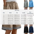thumbnail image 3 of Cotton Linen Long Shorts for Women Baggy Knee Length Bermuda Shorts Casual Wide Leg Elastic Waist Lounge Shorts with Striped Trim, 3 of 9
