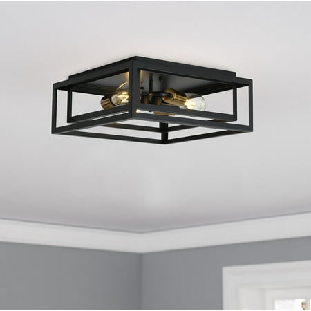 

Aiwen 3 lights vintage square caged flush mount ceiling lamp 60 Watts