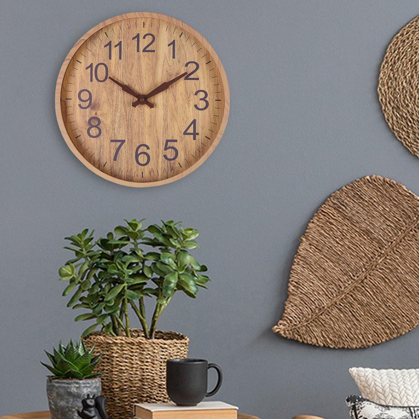 Wood 12"""" Wall Clock Minimalism Round Dinner Decor Ornament Natural Wood