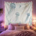 thumbnail image 2 of Jellyfish on White Background with Soft Blue and Navy Lines, Calming Illustration for Ocean Lovers, Marine Life Wall Art, Birthday Gift Tapestry Wall Hanging for Bedroom and Living Room, 2 of 7