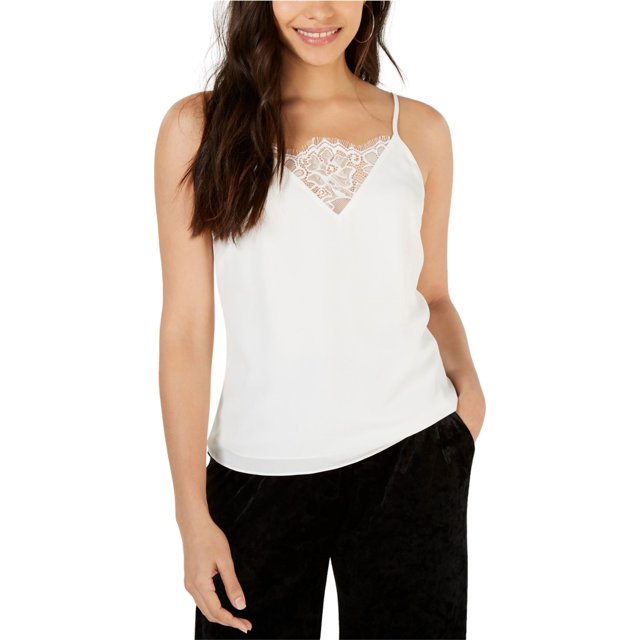 Leyden - Camiseta de tirantes para mujer con ribete de encaje, color blanco, pequeño