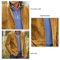 thumbnail image 5 of Men Lapel Jacket Casual Single Breasted Solid Color Comfortable Long Sleeve Coat for Cold Weather Brown M, 5 of 5