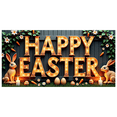 thumbnail image 1 of Colorful Happy Easter Banner with Bunny Carrot and Flower Elements Party Backdrop Decoration for Easter Celebrations Egg Hunts Family Gatherings Spring Parties, 1 of 4