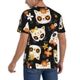 thumbnail image 2 of Zufioo Cat Skulls and Flowers Print Men's Baseball Short Sleeve, Moisture Wicking Button-Down Hip Hop Tee-Medium, 2 of 7