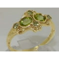 thumbnail image 2 of British Made 9k Yellow Gold Real Genuine Peridot Womens Cluster Ring - Size 11, 2 of 6