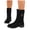 Black, variant on Wide Calf Fall Boots for Women Suede Pulll on Lug Sole Chunky Heel Casual Mid Calf Motorcycle Booties
