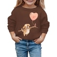 thumbnail image 1 of PMVFHDE Chandails en Molleton à Col Rond Fille Automne et Hiver Saint-Valentin Imprimé Chiot à Capuche pour Enfants Marron, 5-6 Ans, 1 of 4