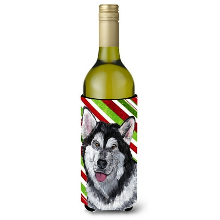 

Carolines Treasures SC9490LITERK Alaskan Malamute Candy Cane Holiday Christmas Wine Bottle Hugger Wine Bottle