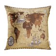 thumbnail image 1 of BOSDECO Vintage Sketch Retro World Map Lettering Doodle Old Ship Pillow Case Pillow Cover 16x16 inch, 1 of 1