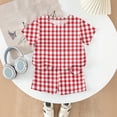 thumbnail image 4 of Grblisyd Girls Summer Outfits Size10-12 Casual Plaid Cute Short Sets Loose Short Sleeve T Shirts Top and Shorts Athletic Clothes Red 7-8Y, 4 of 6