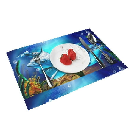 

Home Dolphins Placemats Set Of 4 Washable Wipeable Place Mats Place Mats For Festival Parties Family Dinner (12 X 18inch)