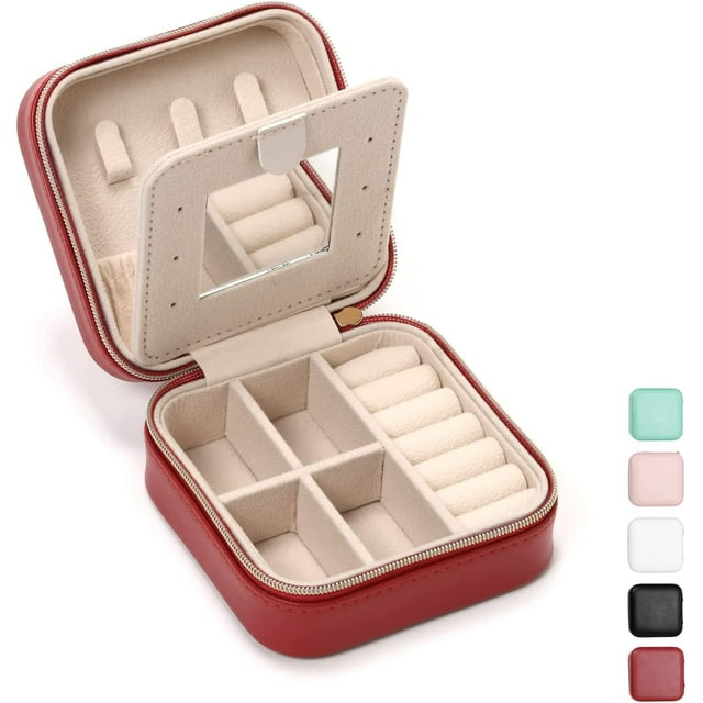 Mini estuche de viaje, pequeño organizador de viaje, caja portátil de viaje, mini organizador de almacenamiento, caja de almacenamiento de exhibición portátil para anillos, pendientes, collares, regalos (negro) multicolor-5pcsTrodance-Plush Velvet esquí esquí Gafas de esquí