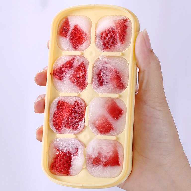Manunclaims Ice Cube Tray with Clear Lid 8 Grids Food Grade Super Soft TPE Ice Ball Maker DIY Cold Drinks Ice Cube Mold for Home Kitchen Bar, Size: 14.2, Blue
