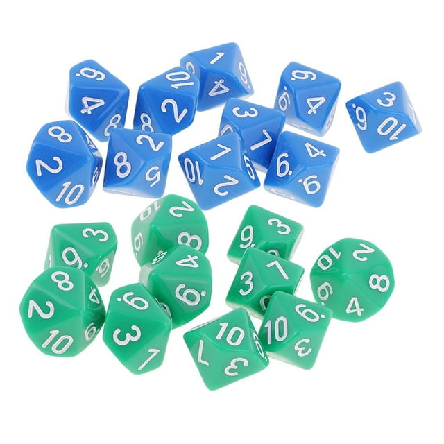 Paquete de 20 dados poliédricos acrílicos D10 para , pub, , azul y