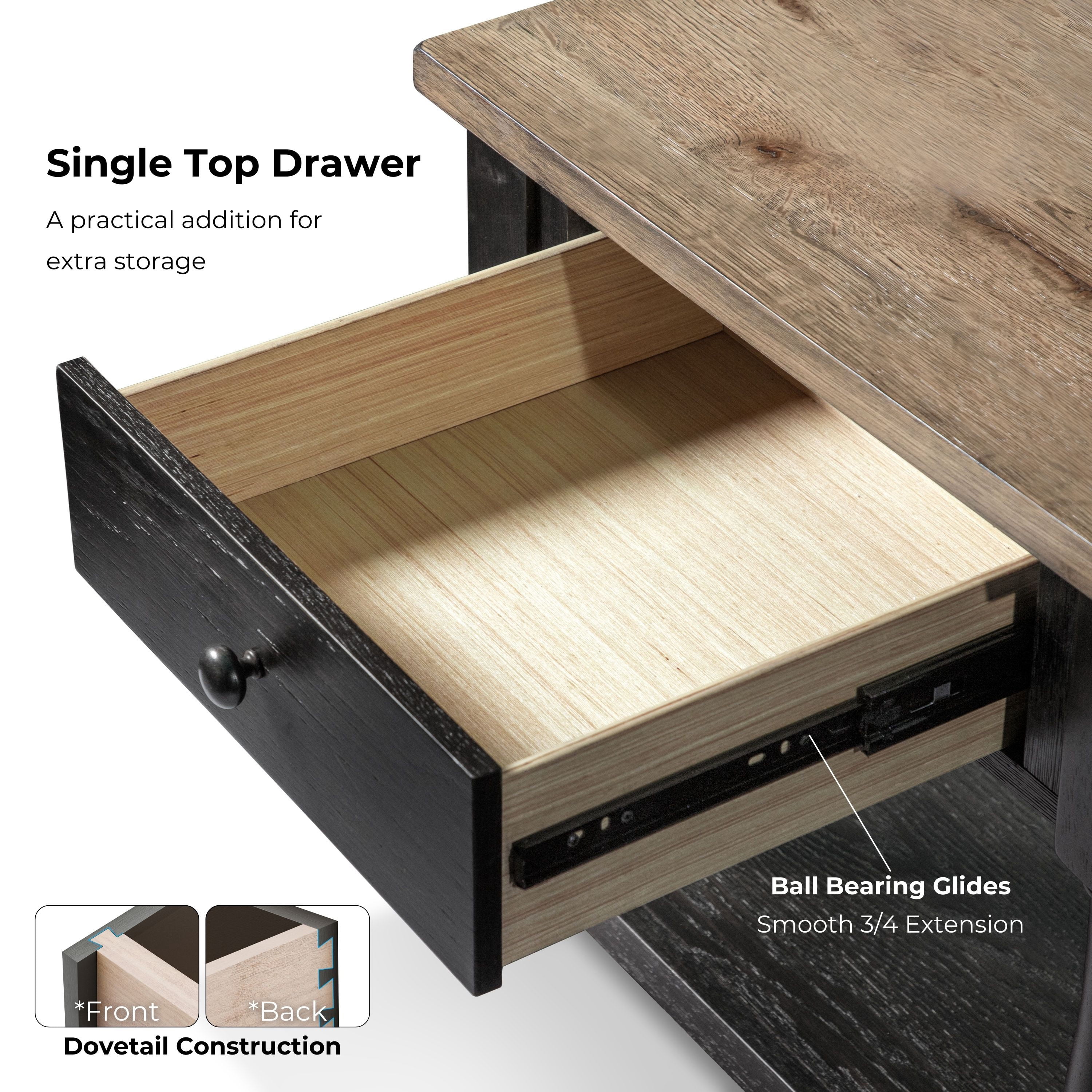 Furniture of America Millers Modern 1-Drawer Solid Wood End Table, Weathered Black