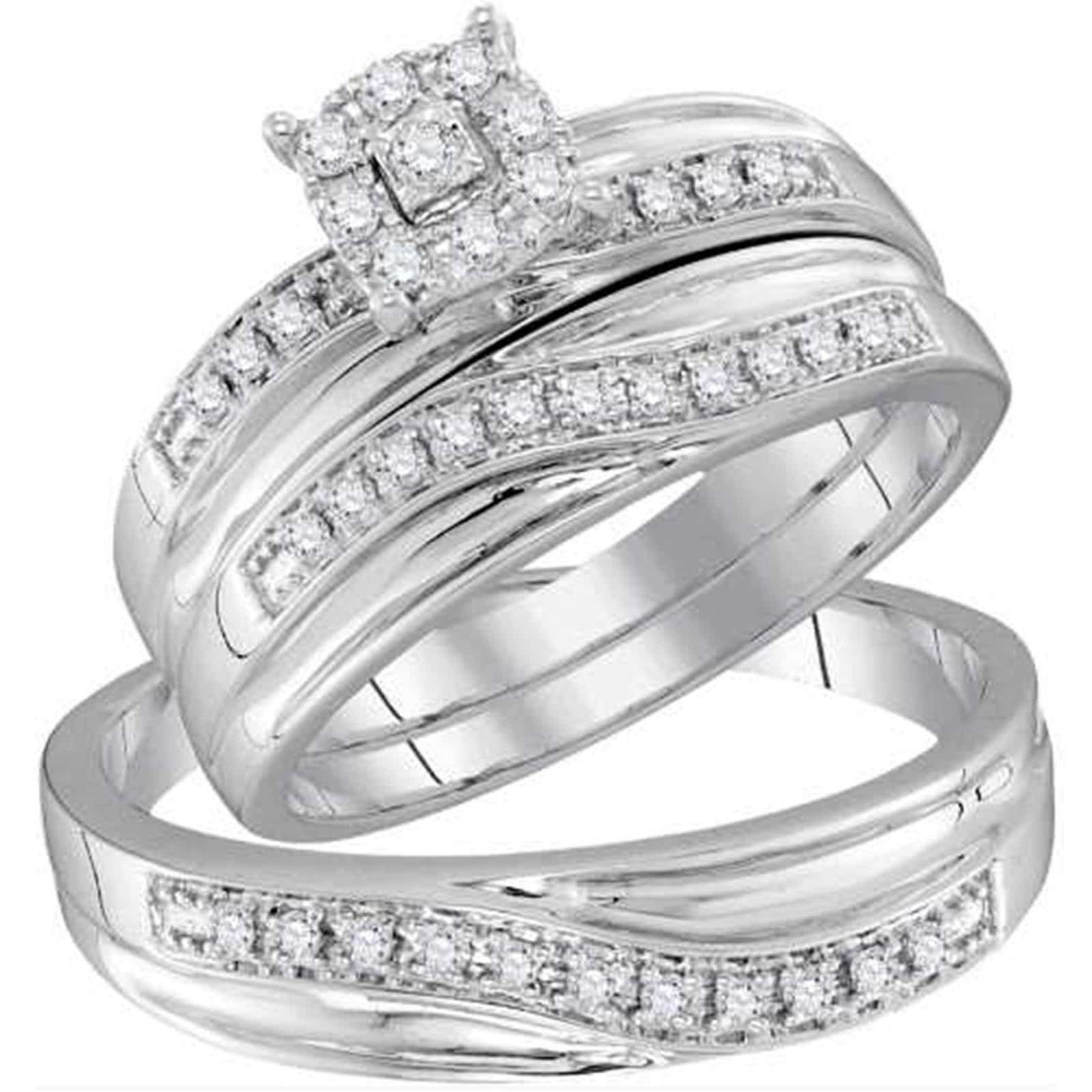 Fusion Collections Mens Womens 10k White Gold Round Cut