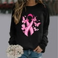 thumbnail image 5 of WREESH Women's Fall Graphic Pink Ribbon Sweatshirt Casual Long Sleeve Breast Cancer Awareness Top Black, 5 of 5