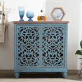 thumbnail image 4 of Alpha Joy 2-Door Hollow Carving Accent Cabinet for Dining Room, Living Room, Blue, 4 of 5