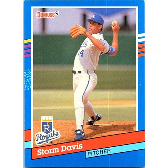 1990 Donruss Storm Davis Kansas City Royals Baseball Card #185 Kansas City Royals MLB Baseball Trading Card