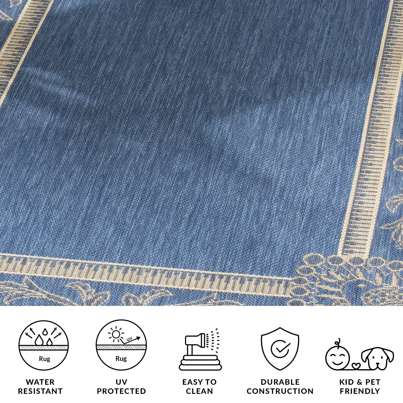 Safavieh Courtyard Cooper Botanical Indoor/Outdoor Area Rug, Blue/Natural, 7'10" x 7'10" Square