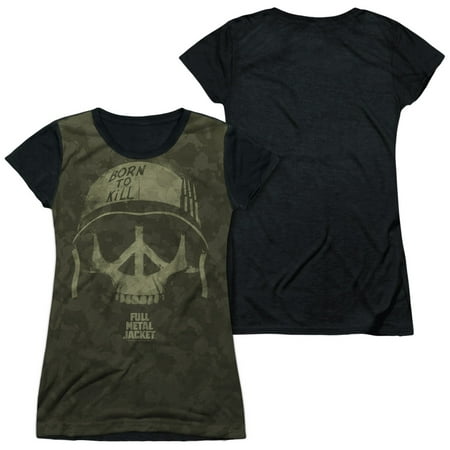Full Metal Jacket - War For Peace - Juniors Teen Girls Black Back Sleeve Shirt -