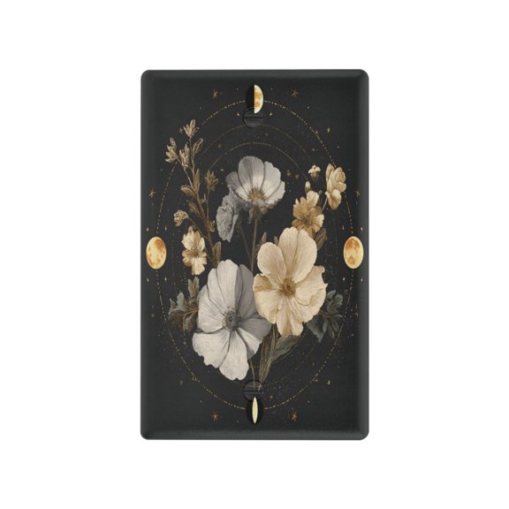 Light Switch Cover Switch Plate Outlet Cover Plug Cover for Electrical Unused Outlet Cover Moon Phases with Flowers and Stars