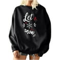 thumbnail image 2 of kayannuo Fall Clothes For Women Women Christmas Print Loose O-Neck Long-Sleeved Fleece Oversized Sweatshirt Pullover Black, 2 of 9