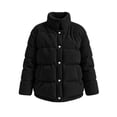 thumbnail image 4 of Qiggri Corduroy Puffer Jacket for Women Stand Collar Solid Color Winter Coat with Pockets Buttons Lined Inner for Casual Outdoor Daily Wear L, 4 of 7