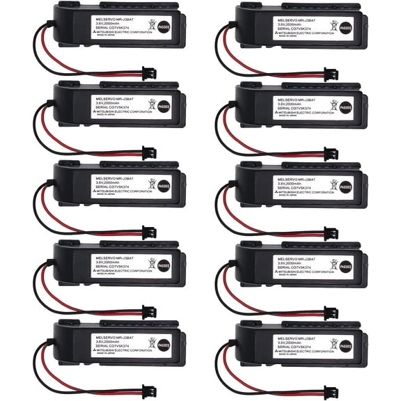 (Pack of 10) MR-J3BAT 3.6V 2000mAh ER6VC119A/B PLC CNC Battery with Plug for ER6VC119A/B MELSERVO MR70