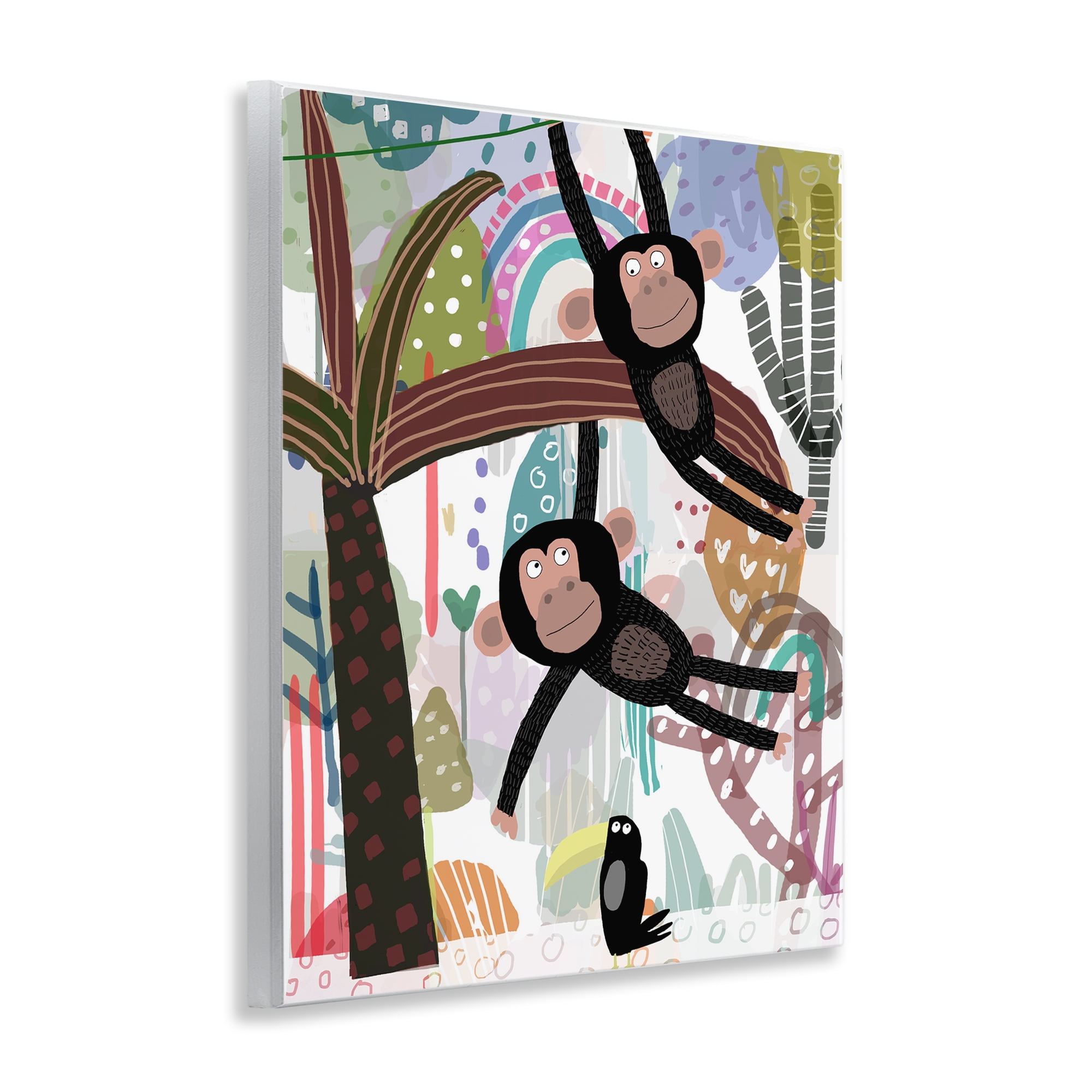 Exotic Monkey & Toucan Wall Plaque Art, design by Carla Daly