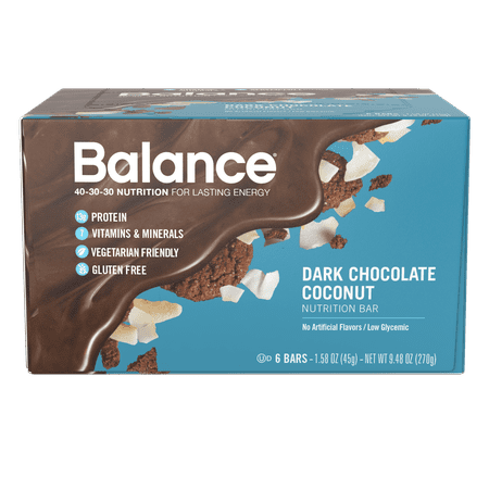 Balance® Bar Dark Chocolate Coconut, 1.76 ounce bars, 6