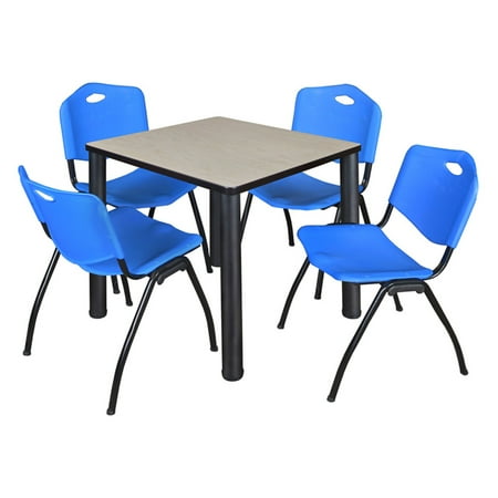 UPC: 0843532079768 | Regency Kee Square Maple Breakroom Table with 4 Stackable M Chairs