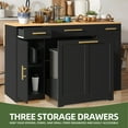 thumbnail image 2 of Uforic Kitchen Island with Drop Leaf & Wheels, Island Table with Trash Storage Cabinet, Black, 2 of 8