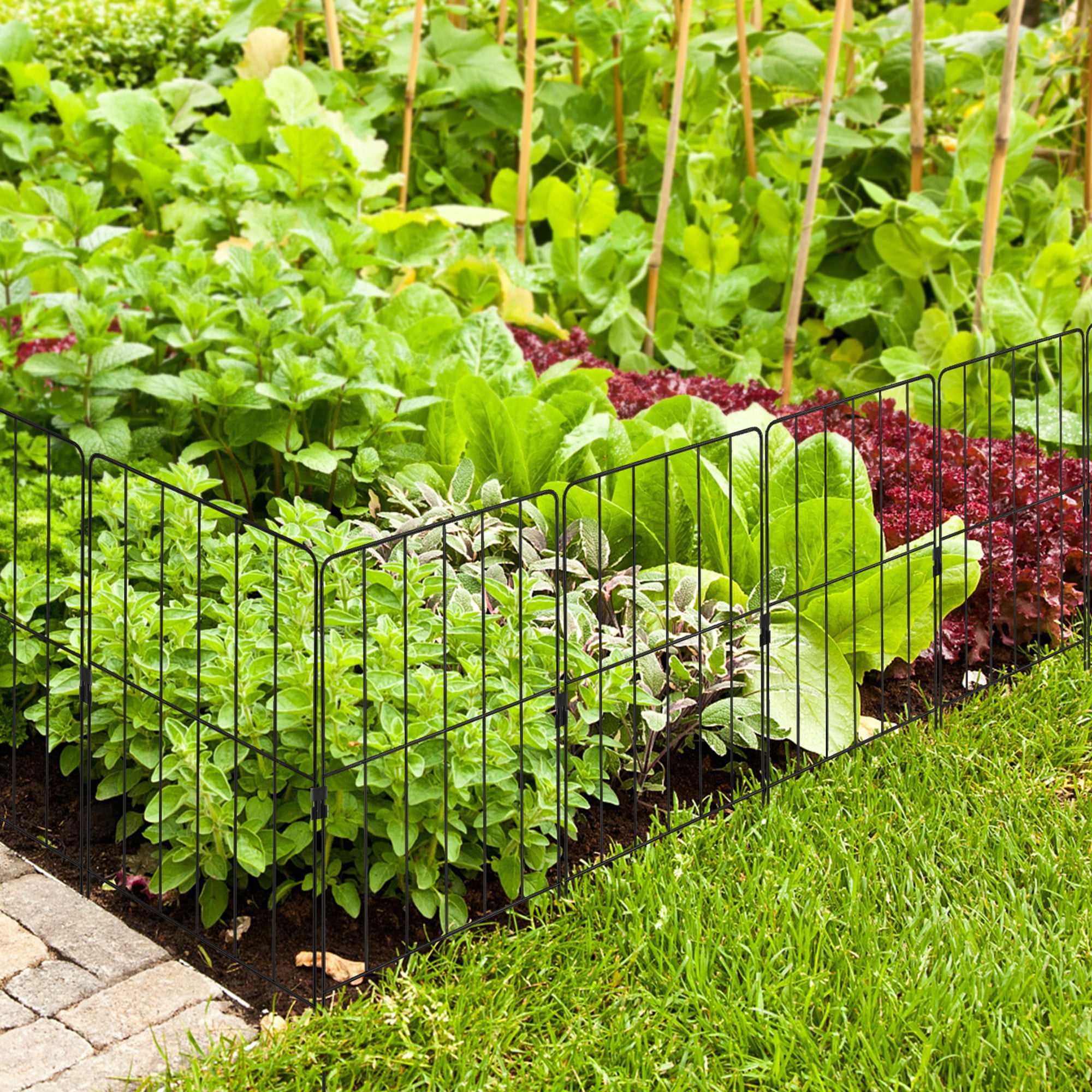 Costway 25 Pcs Decorative Garden Fence Rustproof Folding Metal Wire Animal Barrier
