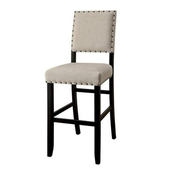 Bowery Hill Transitional Fabric Padded Bar Stool in Beige (Set of 2)