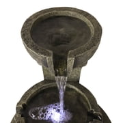 Willwolf 3-Tiered Water Fountain with Flat Bottom,Outdoor Fountain with LED Lights,Modern Fountain for Garden Porch and Patio,Resin Waterfall Fountain