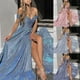 thumbnail image 4 of Vestido de banquete con lentejuelas, falda grande, largo tubo, sexy, de moda, con abertura, 4 of 6