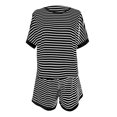 thumbnail image 4 of JIANJIA Womens Pajama Sets Striped Print Crew Neck Short Sleeve Tops With Shorts Loungewear Sleepwear Nightwear, 4 of 4