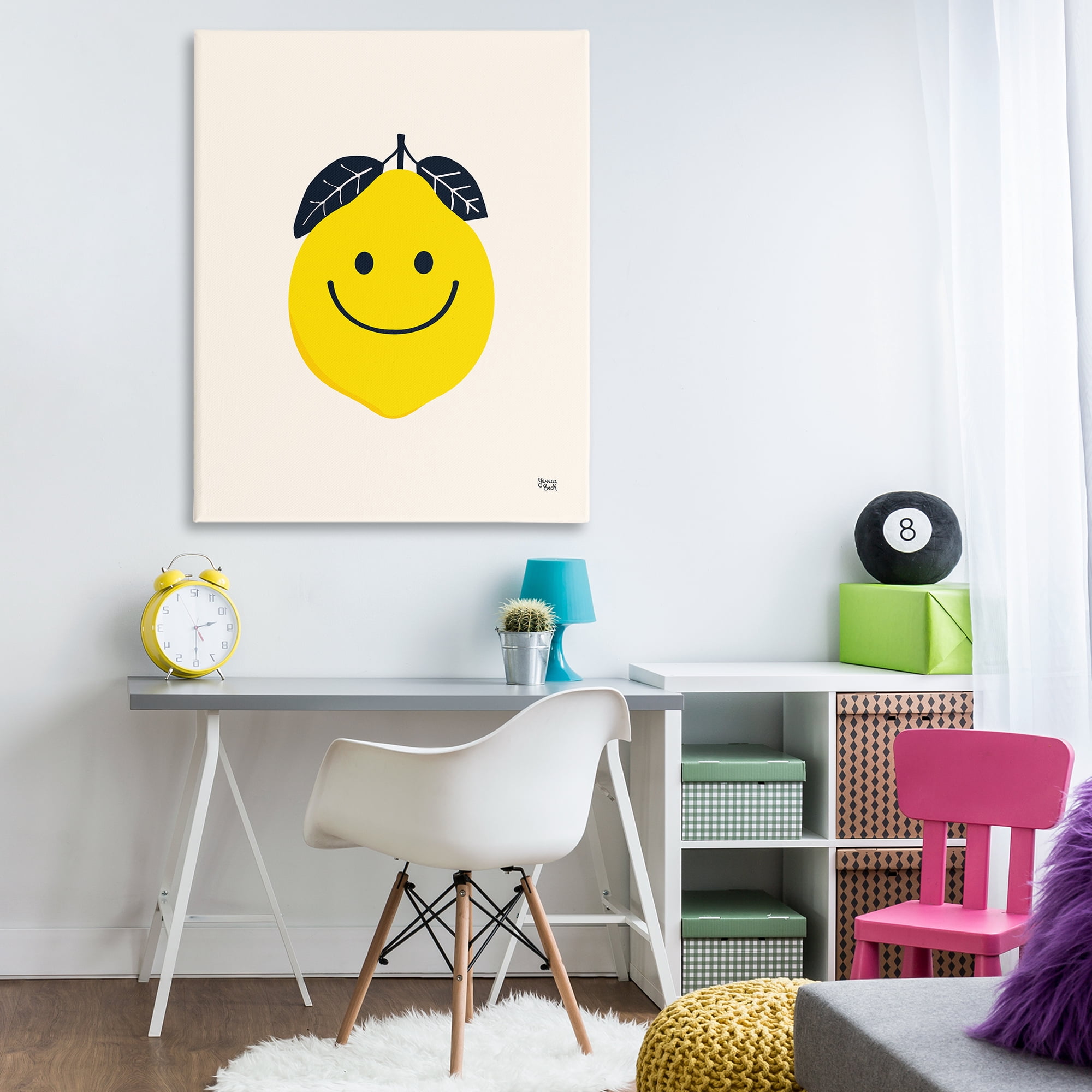 Stupell Industries Happy Lemon Smile Food & Beverage Painting Wrapped Canvas Art Print Wall Art, 36 x 48