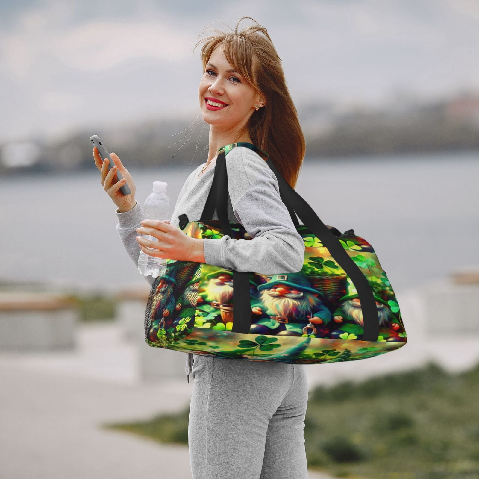 Fuzoiu St. Patrick's Day USA Flag Print Travel Duffle Bag,Carry On Tote Bags,Duffel Bag,Sport Gym Bag, Hospital Bag for Labor and Delivery, Overnight Bag,Luggage Bag