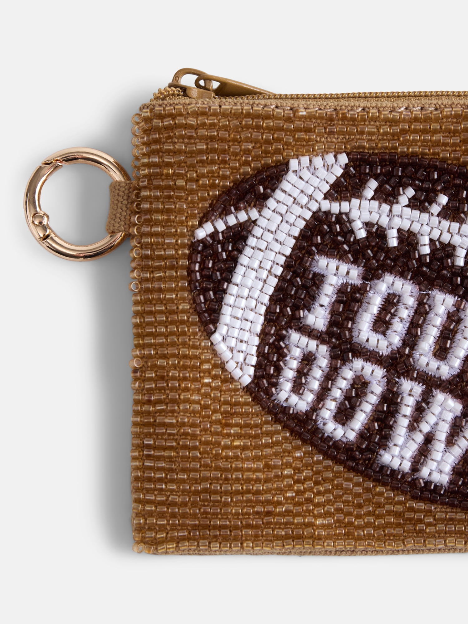 No Boundaries Women’s Game Day Touchdown Beaded Pouch, Gold