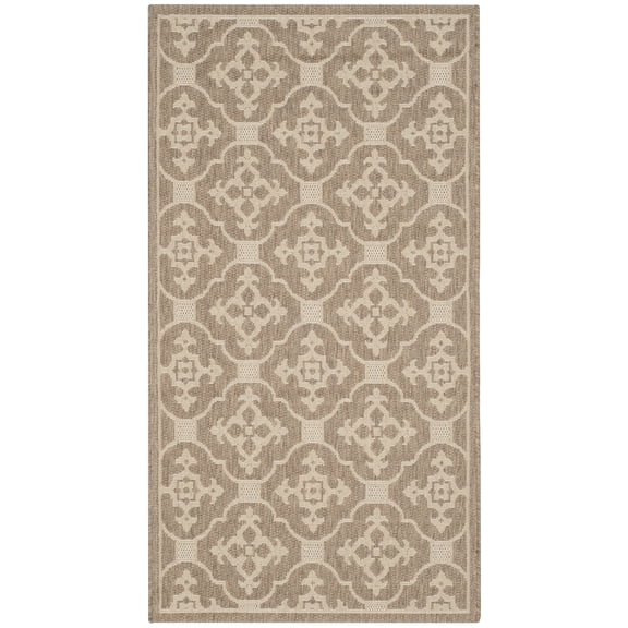 SAFAVIEH Courtyard Alastar Geometric Indoor/Outdoor Area Rug, 2'7" x 5', Brown/Cream