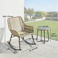 thumbnail image 3 of Outsunny 3 Pieces Wicker Patio Furniture Rocking Bistro Set with Cushions, 3 of 10