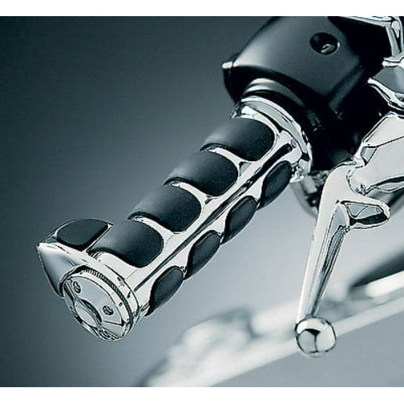 Kuryakyn 6228 Premium ISO-Grips with Chrome Accent Rings with Throttle Boss